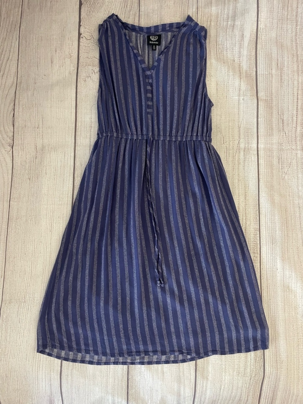 BOBEAU Women’s Navy Blue & White Striped Sleeveless Dress Size Medium
